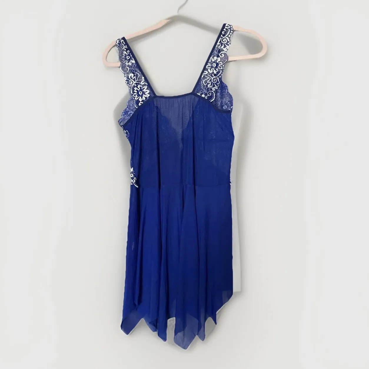 Blue Lace Sheer Slip Dress Negligee Sirencore Seductive Date Night S/M - Image 2
