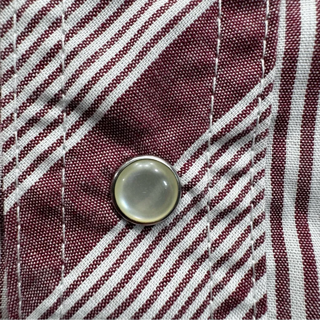 Wrangler Striped Western Shirt with Sleeves Ripped Off Pearl Snaps Thrashed Grit - Image 7