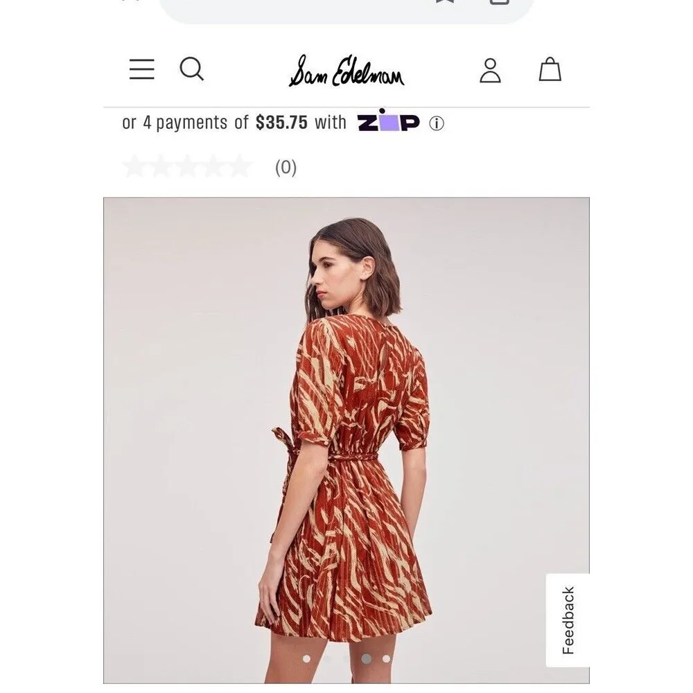 NWT Anthropologie Sam Edleman Tiffany Zebra Stripe Puff SleeveGodet Mini Dress M - Image 3