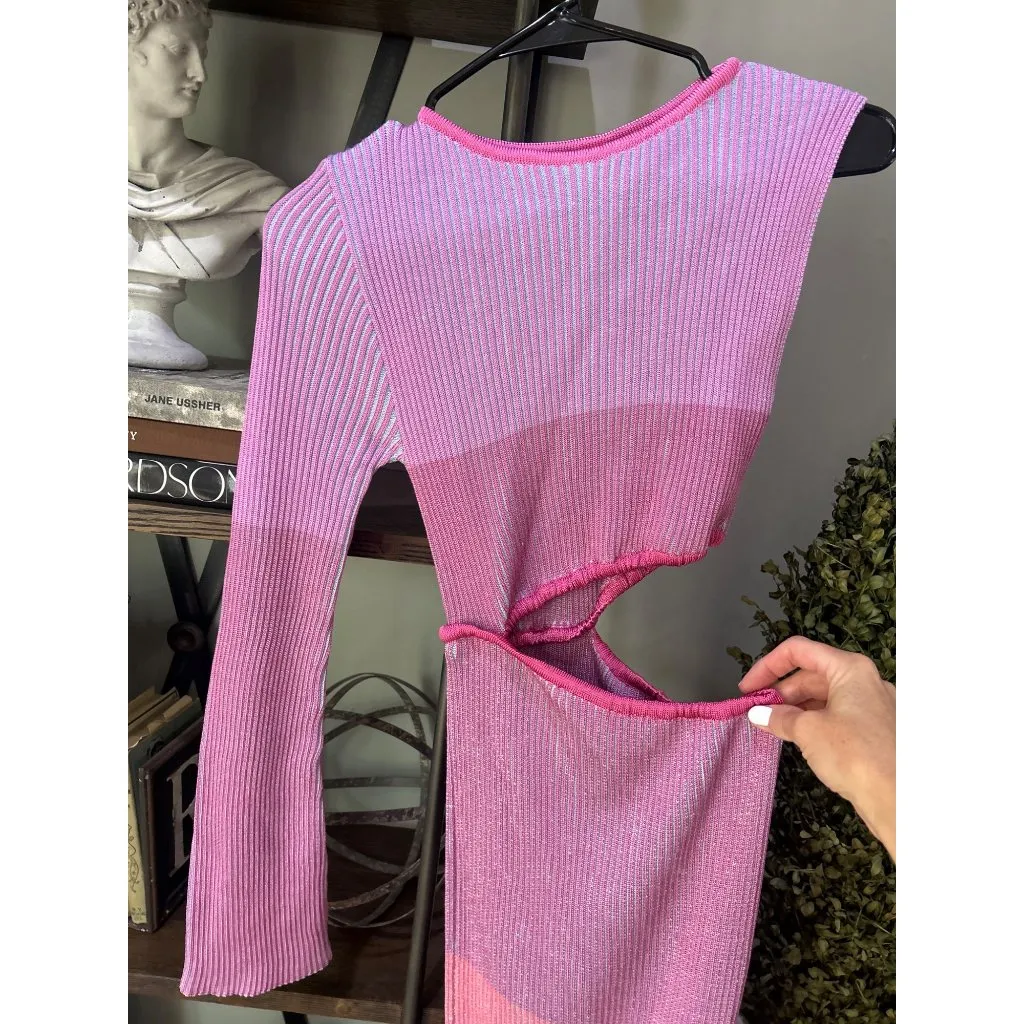 Baobab Ishi Cut Out Knit Maxi Dress Raspberry Womens Size Small Pink - Image 5