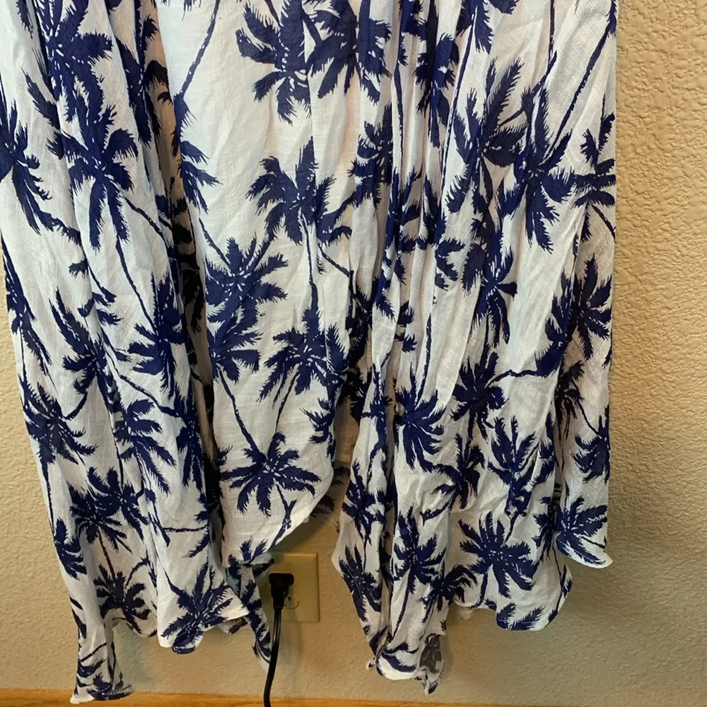 Indie boutique one size palm tree beach tropical vacation shark bite hem Blue - Image 9