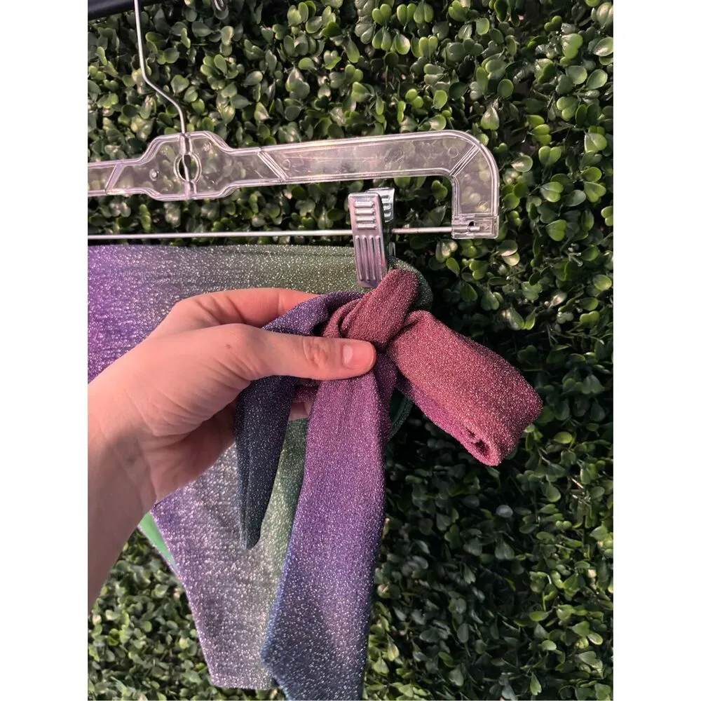 Beach Riot Claire Sparkle High Waisted Swim Bottoms Tie Side Sz Small - Image 4