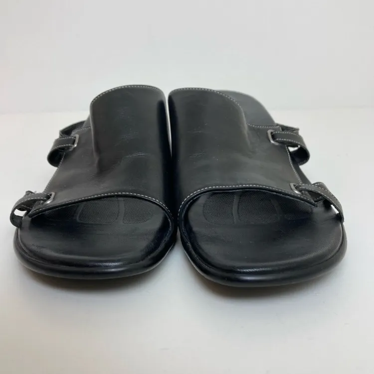 Munro Black Kitten Heel Open Toe Slip On Sandals - Image 2