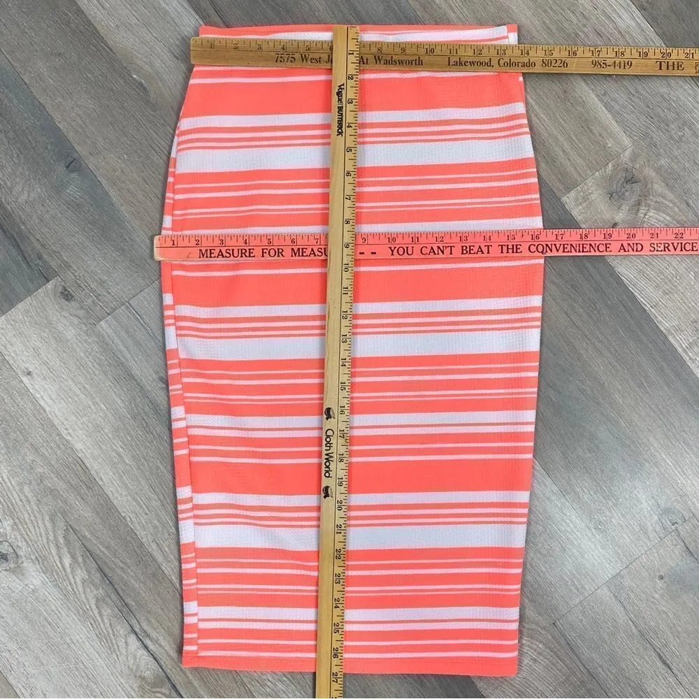 Brat Star Neon Striped Pencil Skirt Small White Pink - Image 11