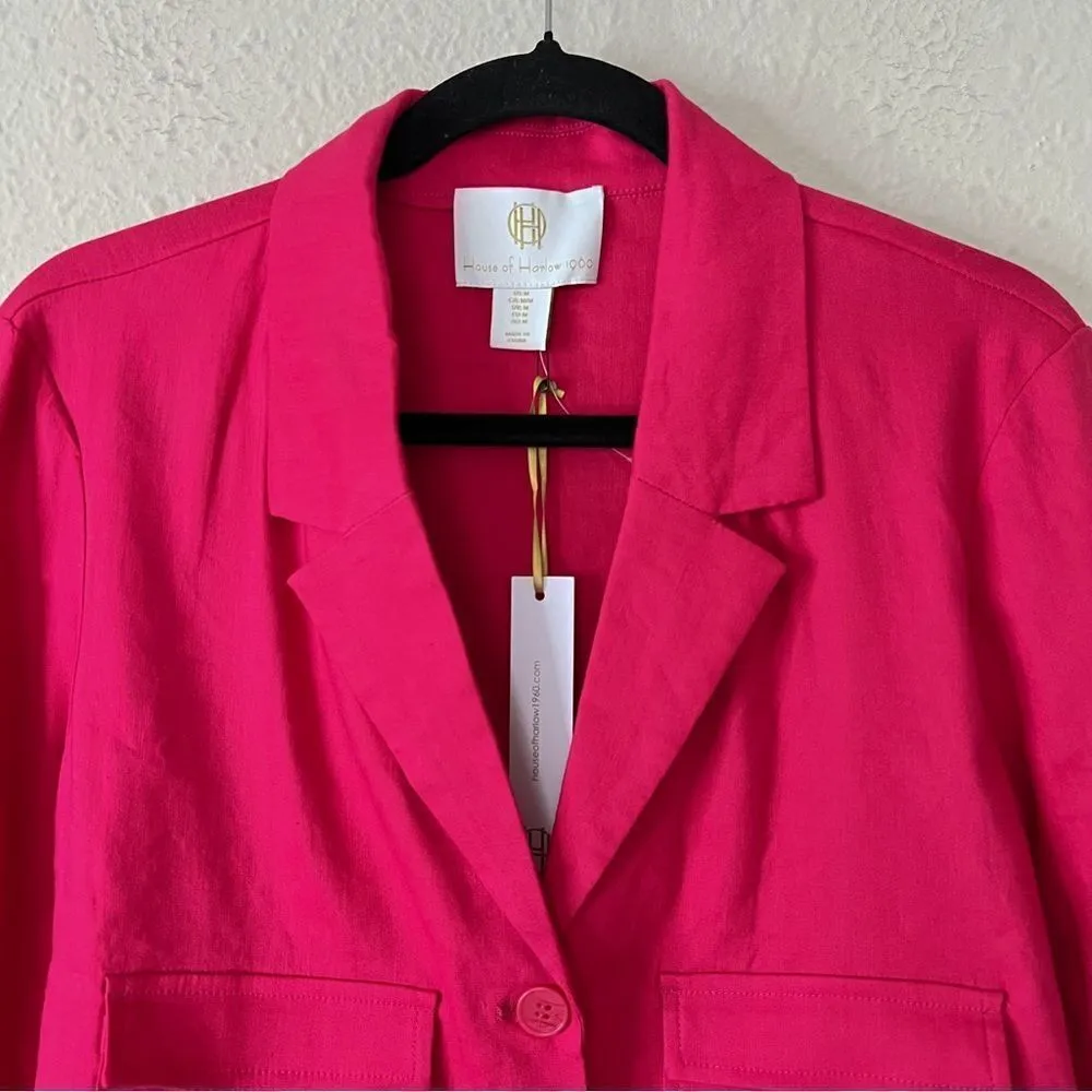 House of Harlow Linen Blend Blazer in Pink NEW Size Medium - Image 4