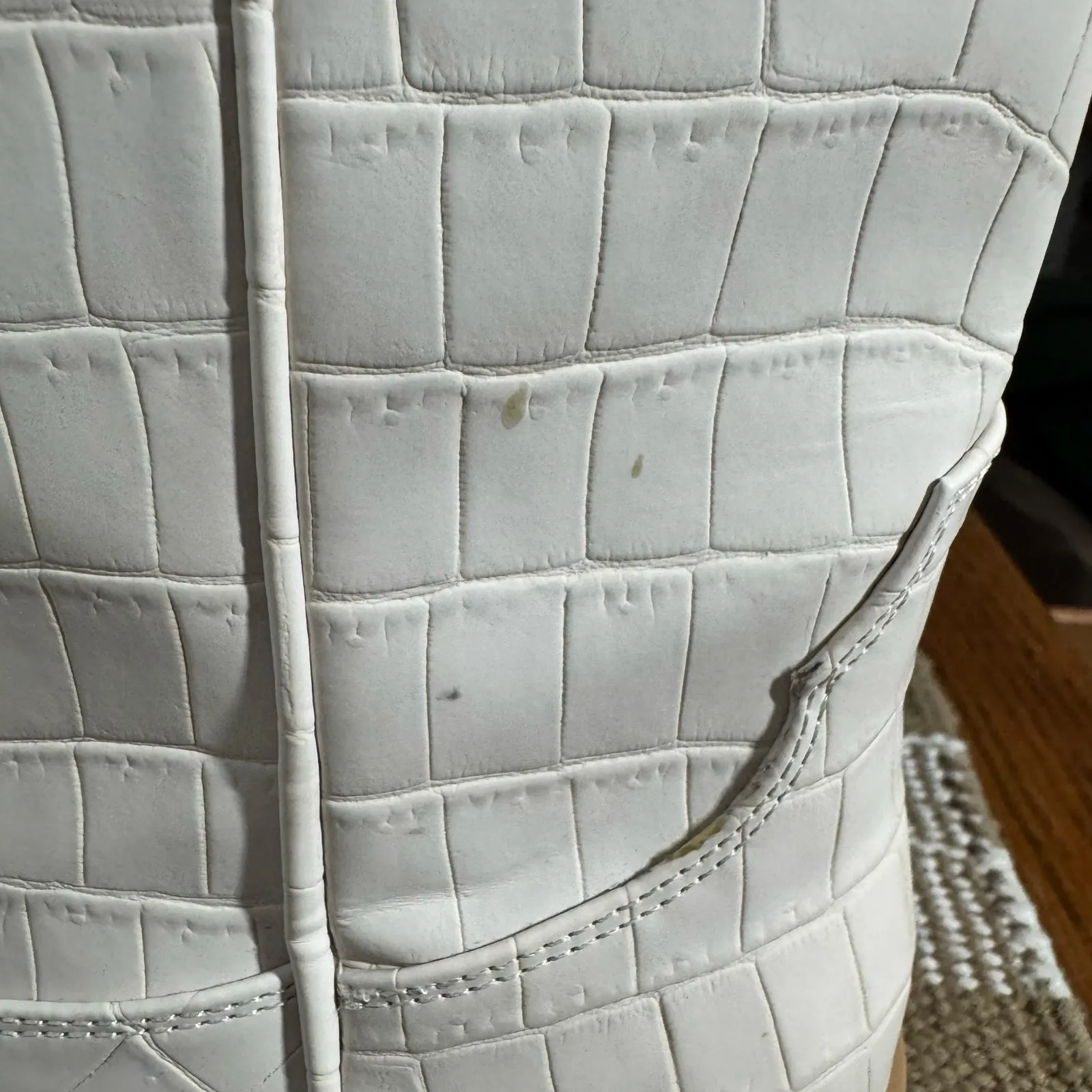 Shu Shop ZouZou Vegan Midi Western Boot Women 8 Bone White Cowgirl Boho Embossed - Image 10