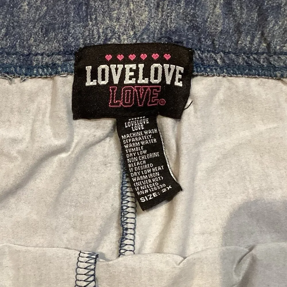 Love Love Love Bike Shorts Blue Size 2X - Image 4