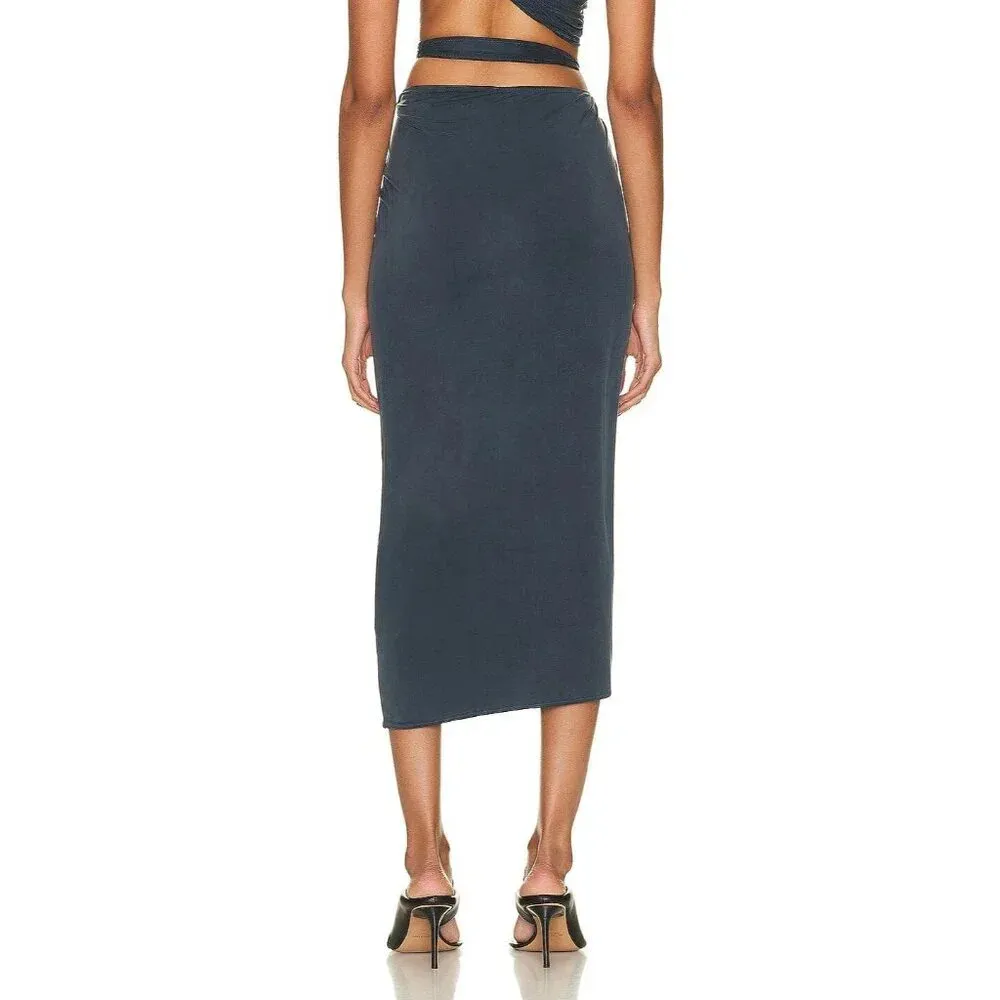 JACQUEMUS La Jupe Espelho Skirt in Navy XLarge New Womens Midi Jersey - Image 2