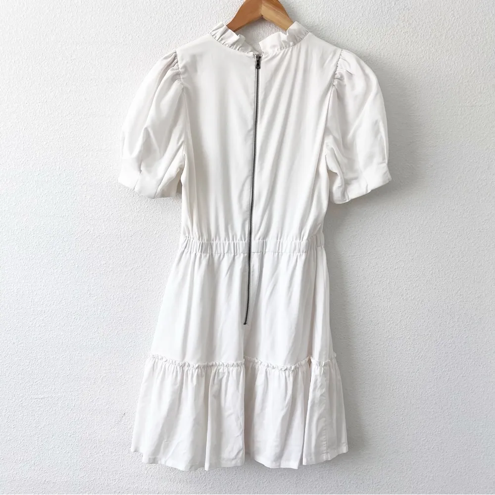 Alice & Olivia Vida Puff Sleeve Wedding Cottagecore Mini Dress in White - Image 5