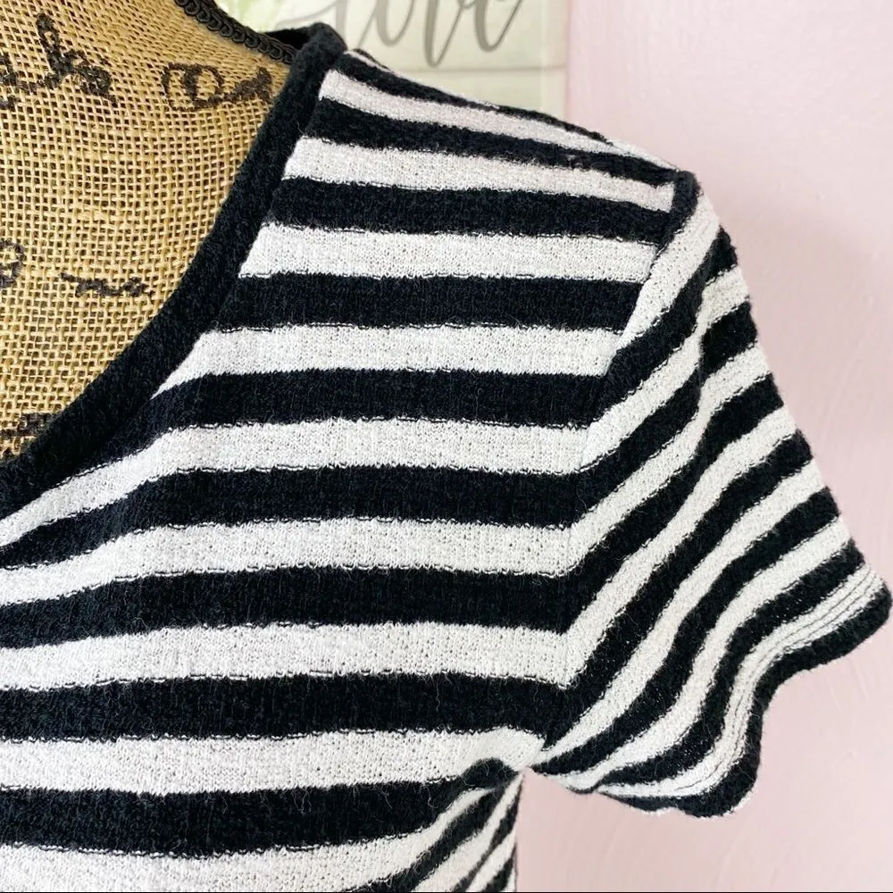 Madewell Modern Stripe Side Tie Terrycloth Short Sleeve T-shirt Black & White XS - Image 10