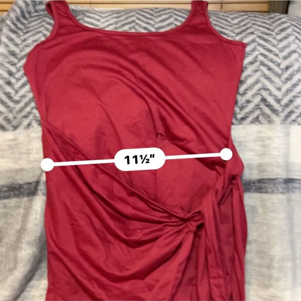 Zaful Ruched Knot Midi Dress Red Size M - Image 5