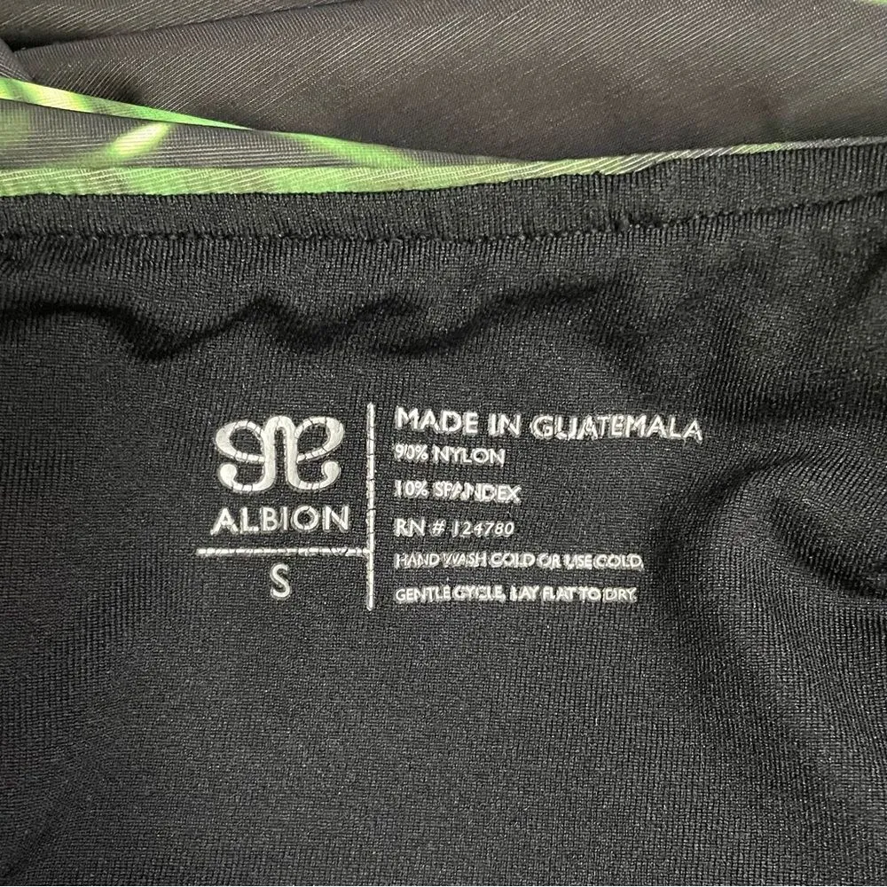 Albion Fit Rio One Shoulder Swimsuit Size Small Black Green Tropical One Piece - Image 11