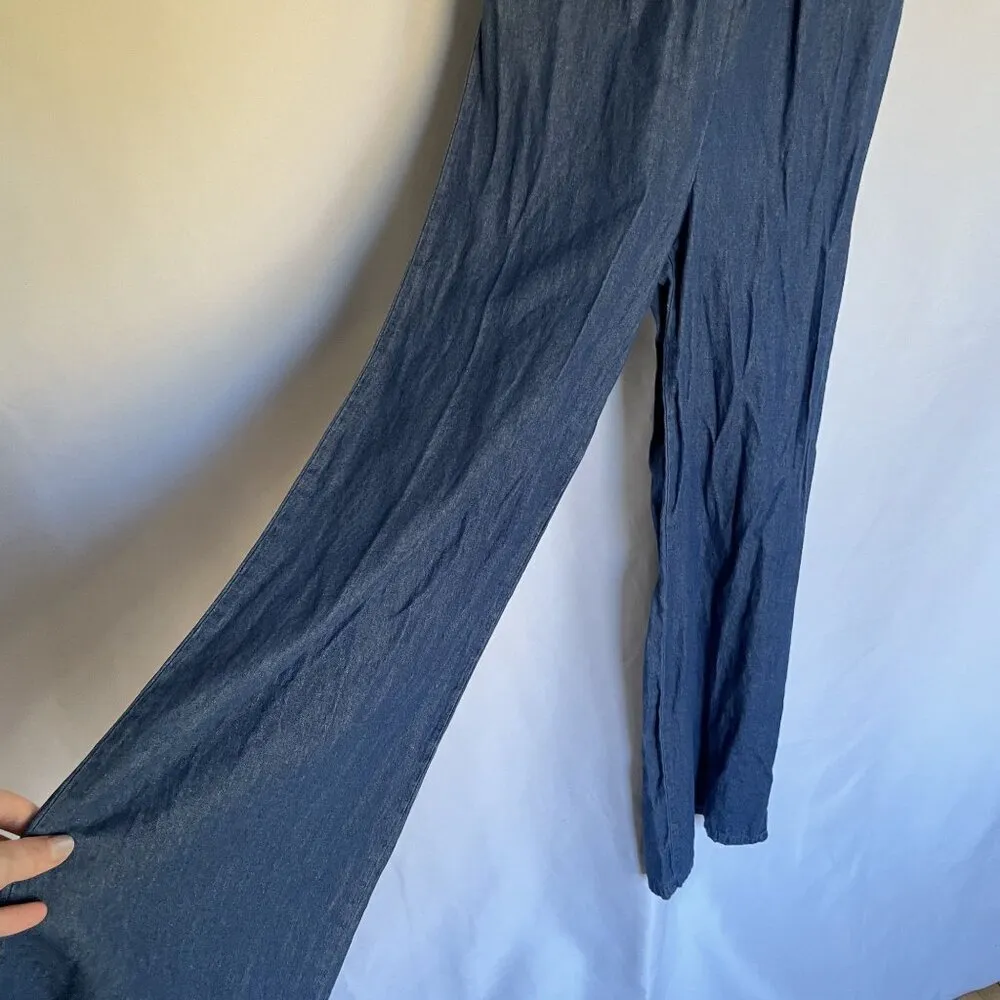 Blue Rain ruched jumpsuit women's size XS cotton denim material off the shoulder - Image 2