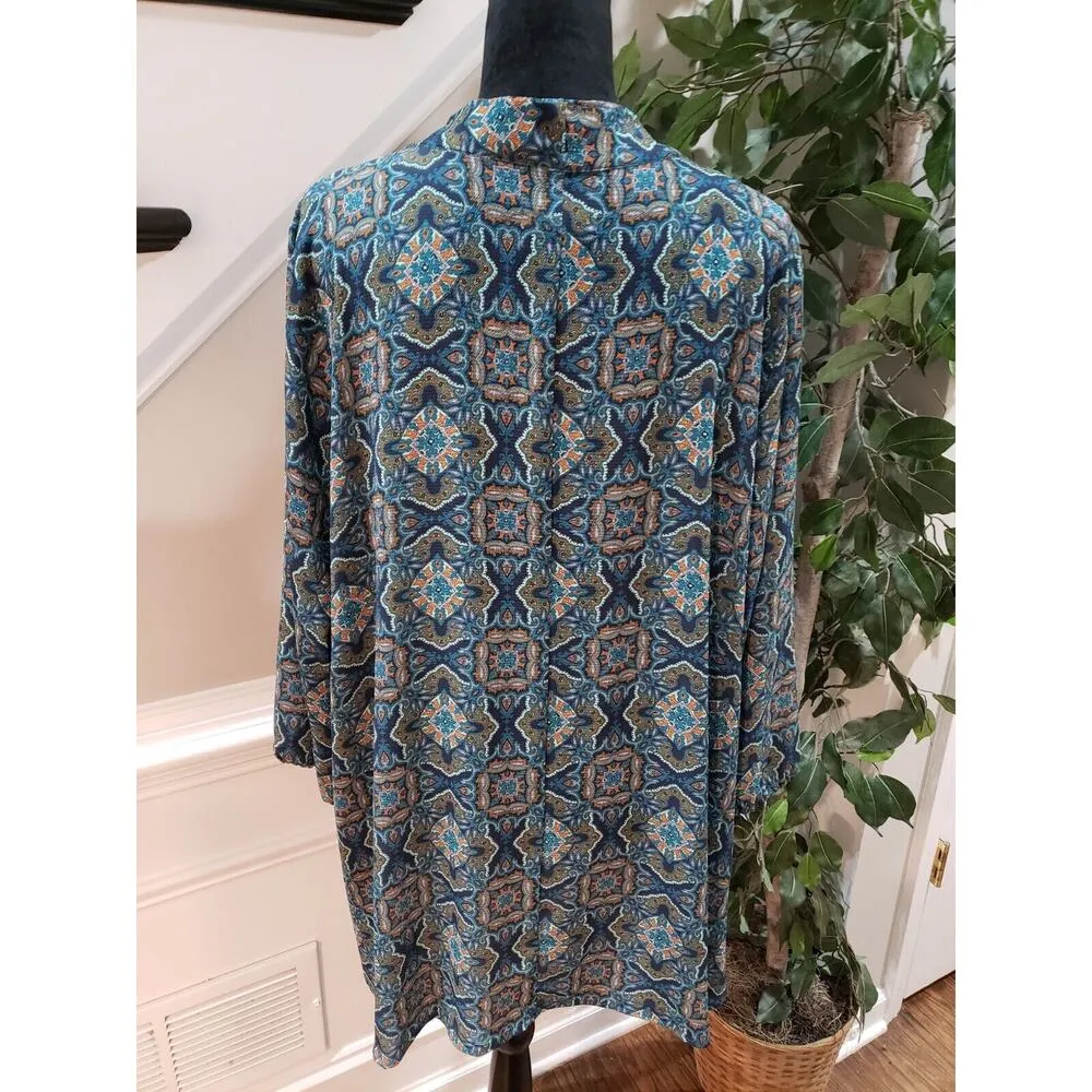 About A Girl Women's Multicolor Polyester V-Neck Long Sleeve Top Blouse Size 2X - Image 6