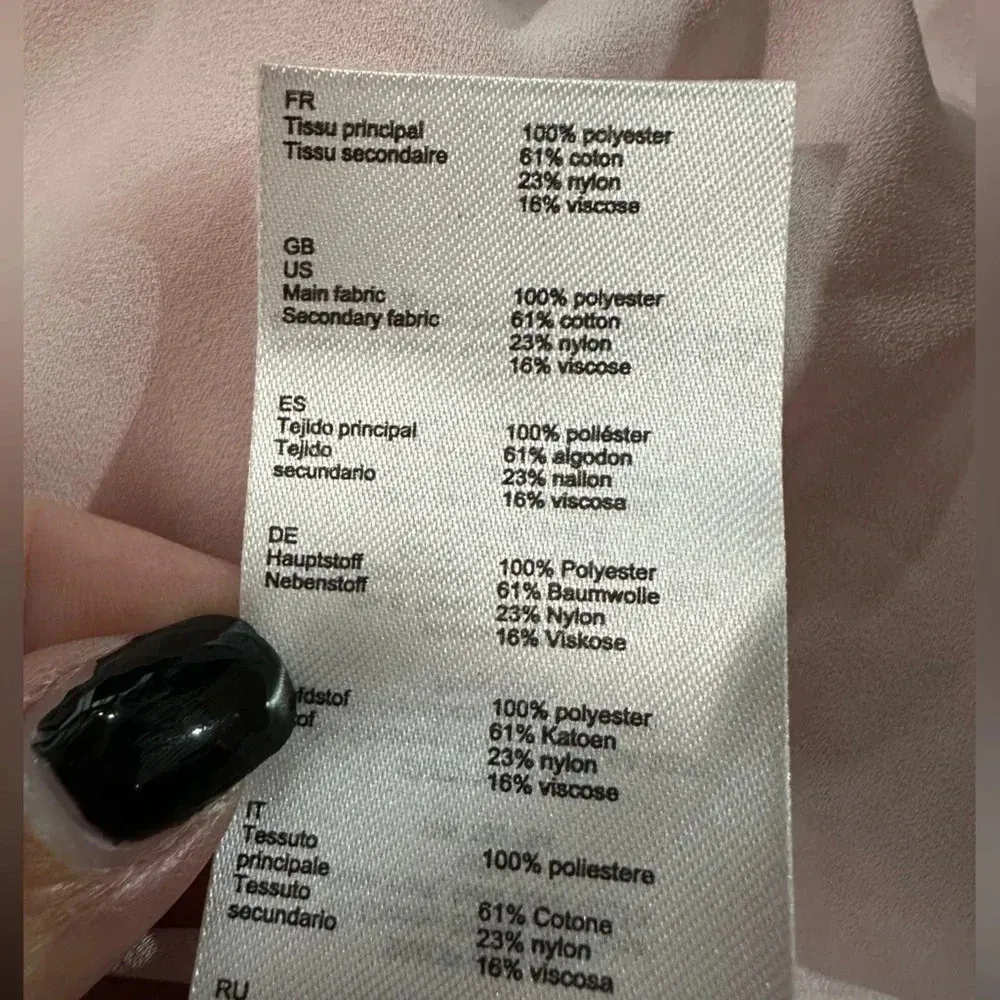 CLAUDIE PIERLOT Blush Pink Long Sleeve Ruffle Begonia Top Blouse Size 38 FR 6 US - Image 9