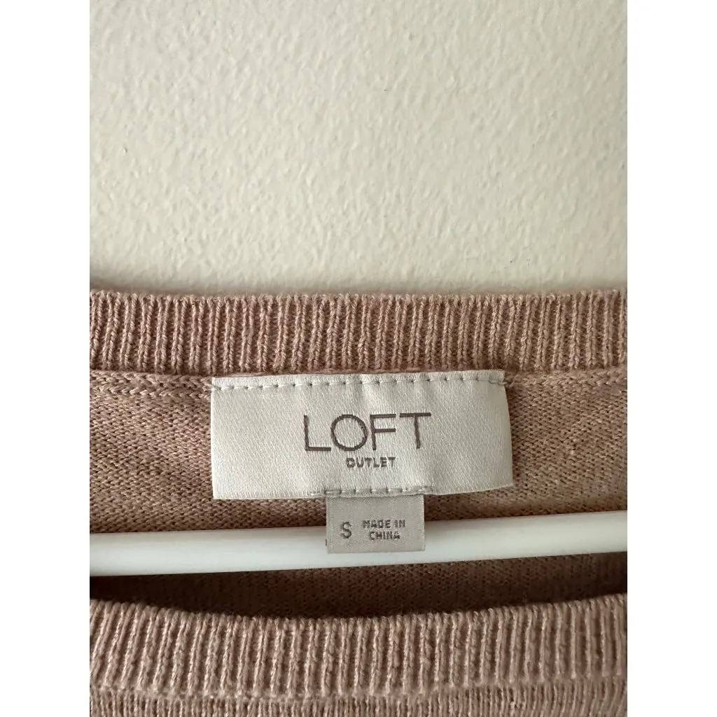 Loft Outlet Womens Brown Sweater Size S Cotton Blend Lightweight Fall Basic - Image 3