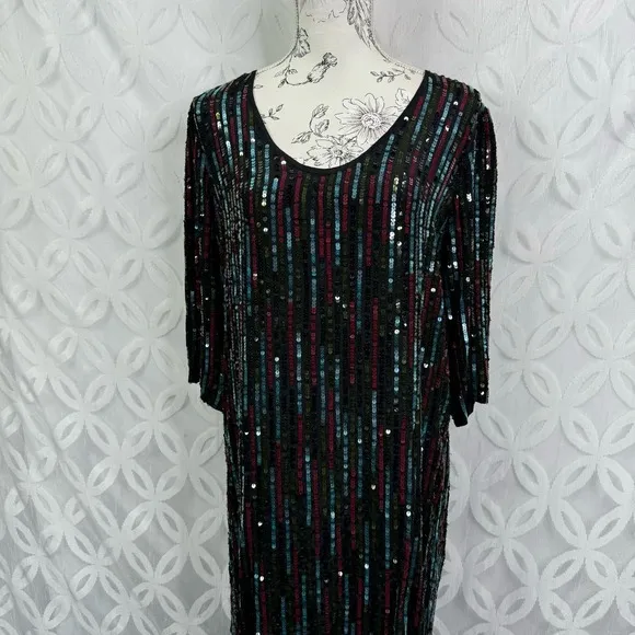 Velvet by Graham & Spencer Sequin‎ Striped Mini Dress Black Size M NWT Size M - Image 4