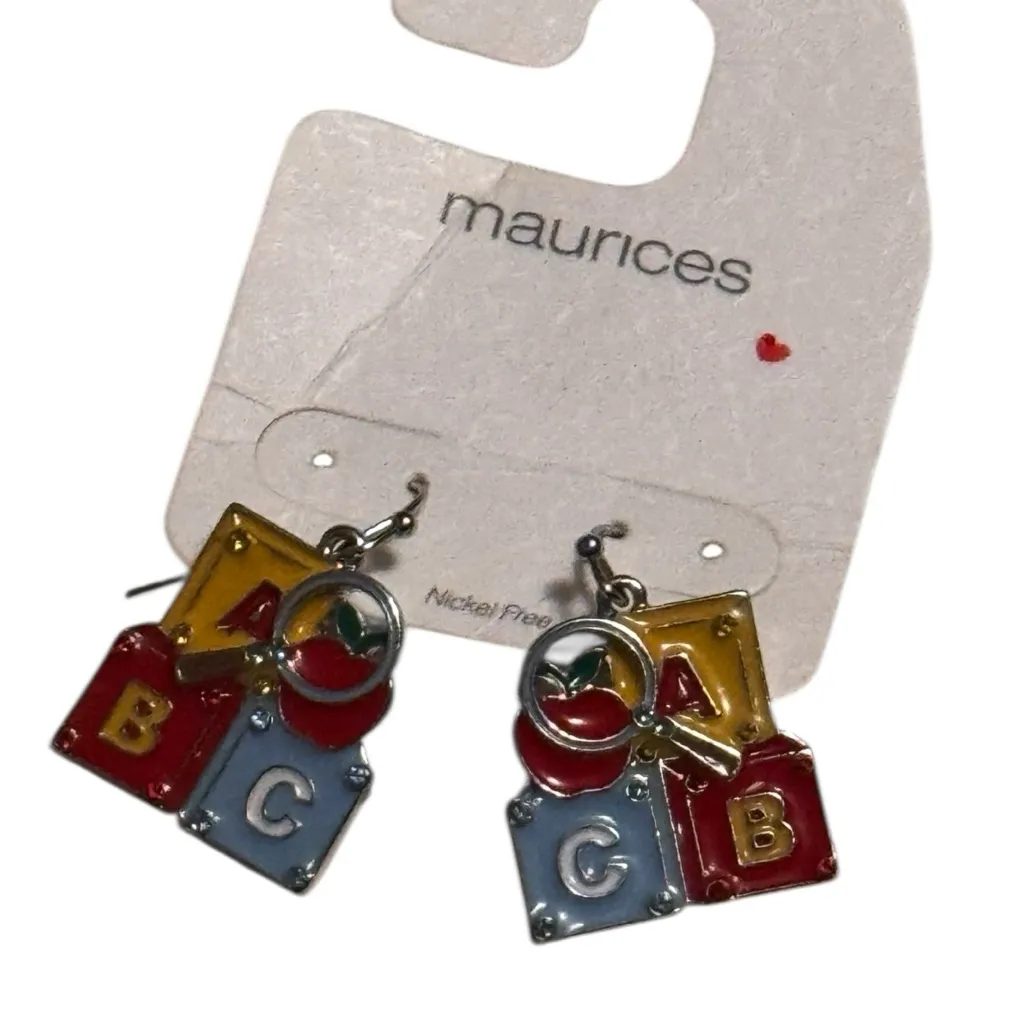 Maurices Multicolor Teacher Style Fashion Statement  Block ABC Earrings - Image 8