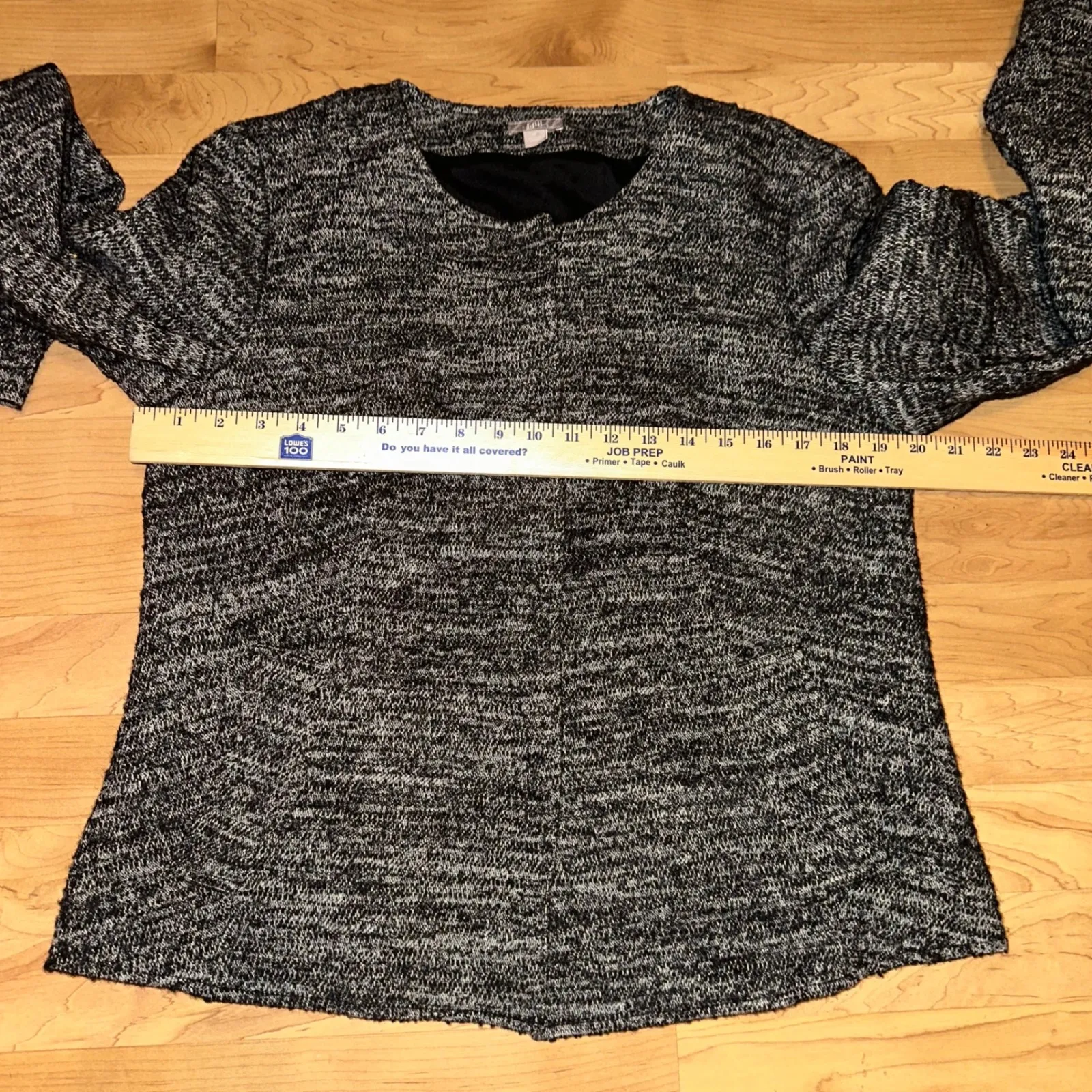 J. Jill Textured‎ Button Front Jacket Womens Medium Black Grey Wool Blend - Image 7