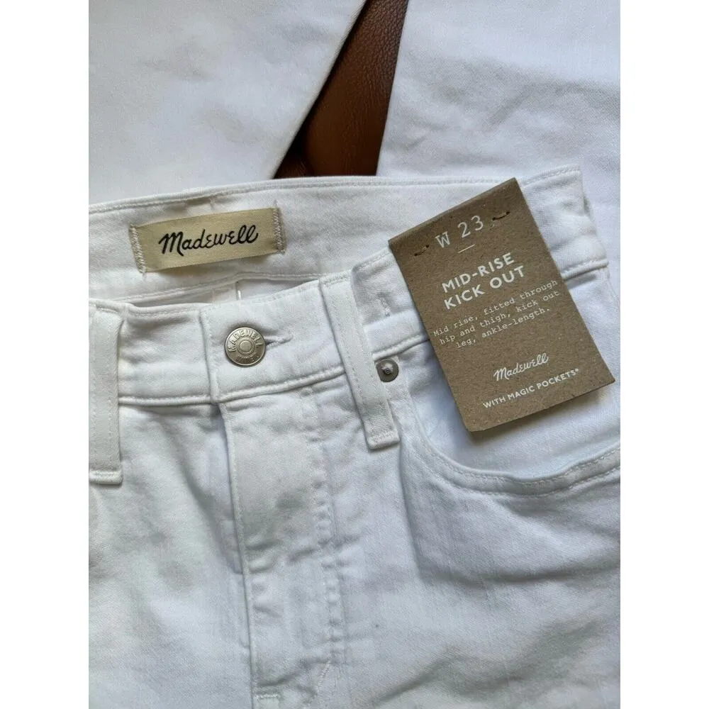 NWD Madewell Mid Rise Kick Out White Stretch Denim Jeans Women’s Size 23 - Image 8