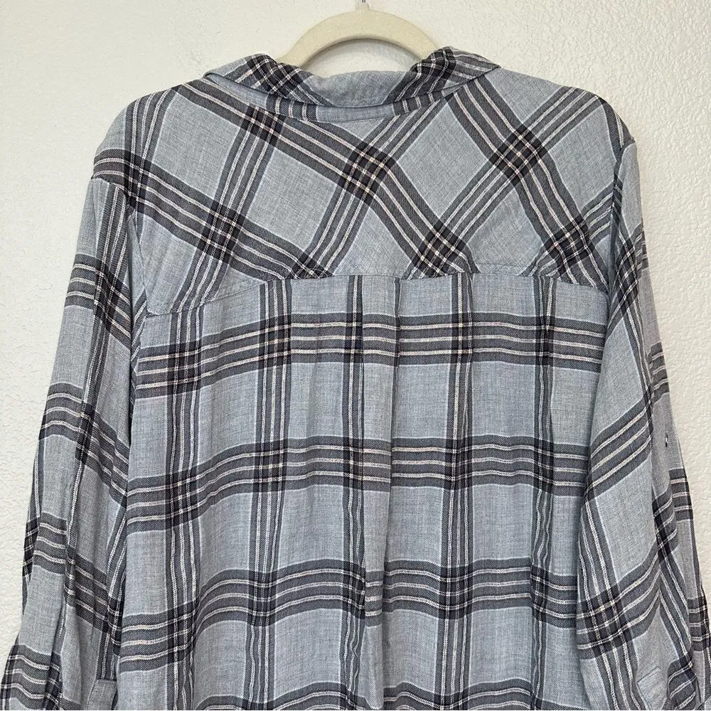 Catherines Gray Plaid Button Down Women’s Shirt, Size 3XWP - Image 6