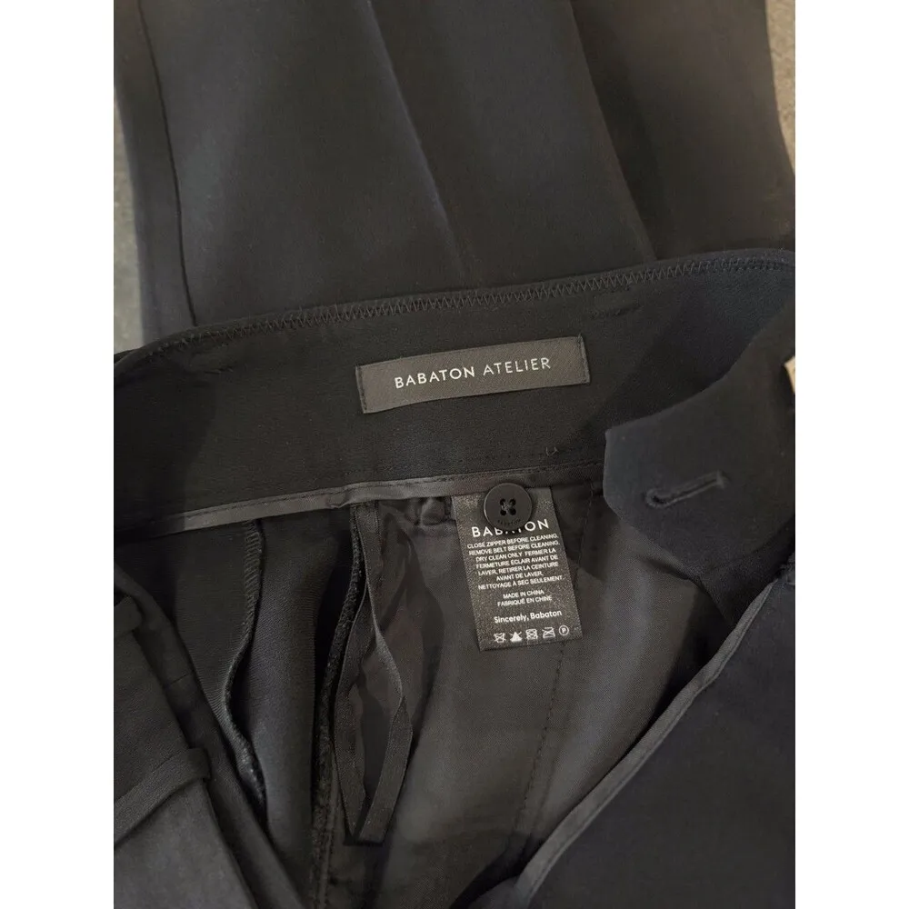 Aritzia Babaton Women Dress Pants Black Straight Belted High Rise Classic Size 2 - Image 4