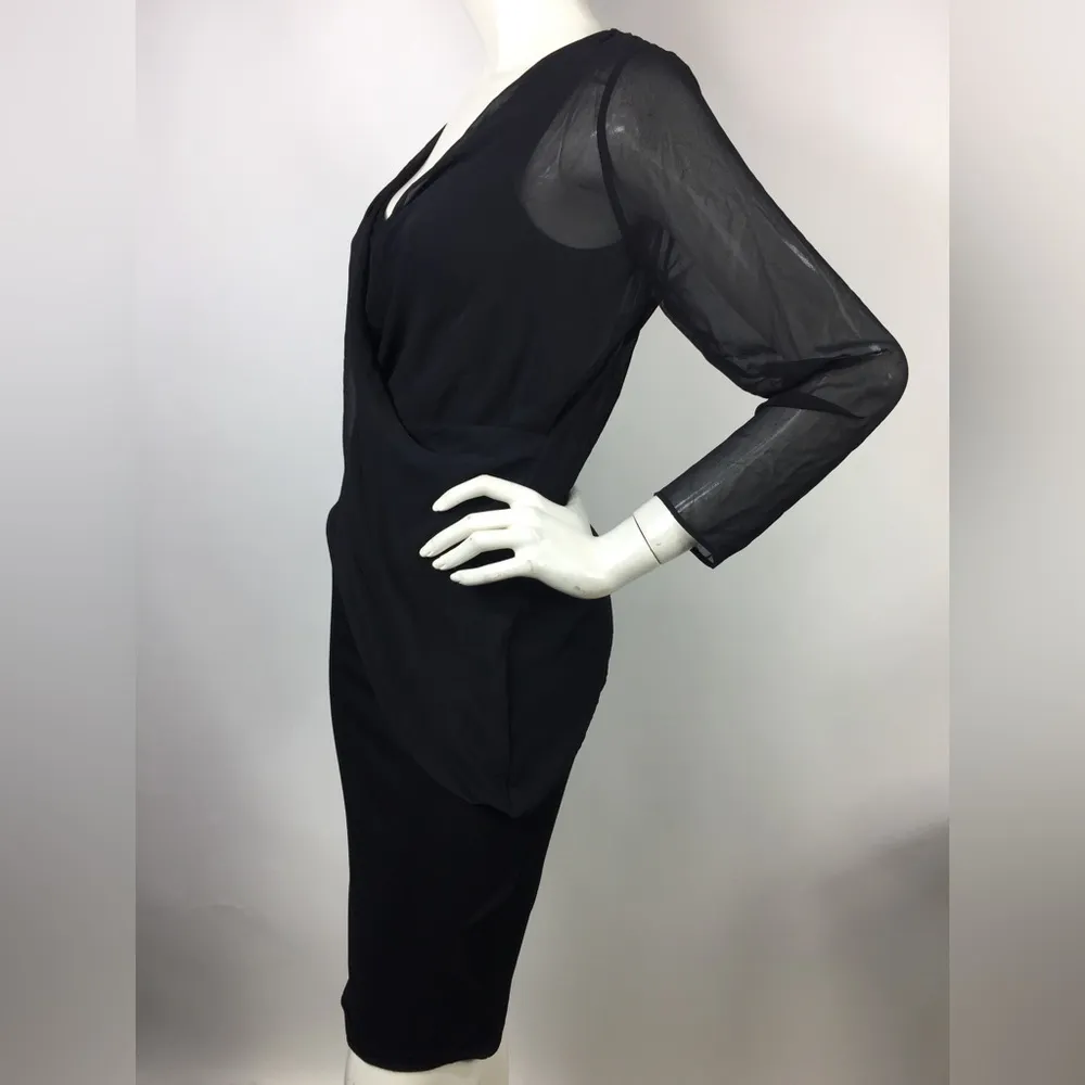 All Saints Lowe Jersey Chiffon Layered Dress Black US 6 - Image 12