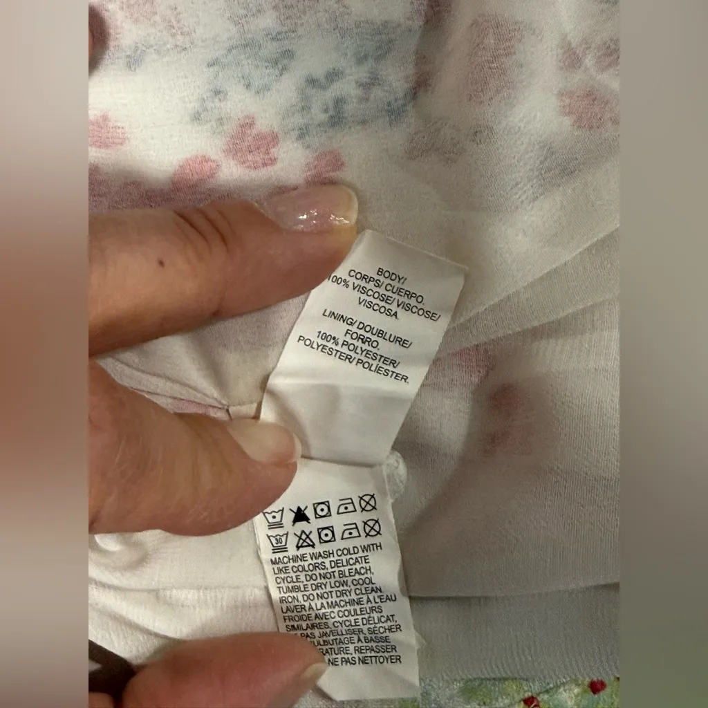 Lucky Brand Women's Sleeveless V Neck Red Green White Floral Print Maxi Dress L - Image 5