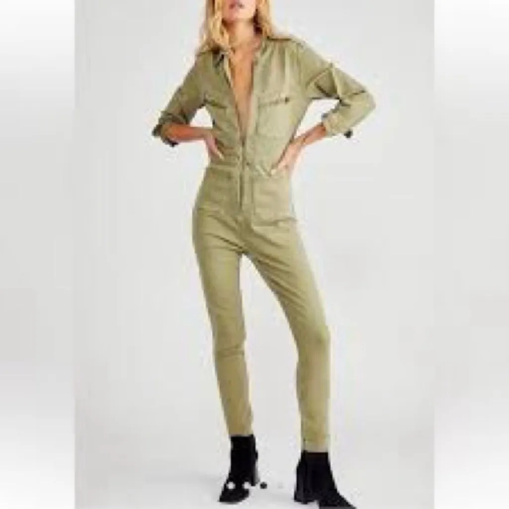 Free People Lennox Stretch Denim Utility Jumpsuit M - Image 2