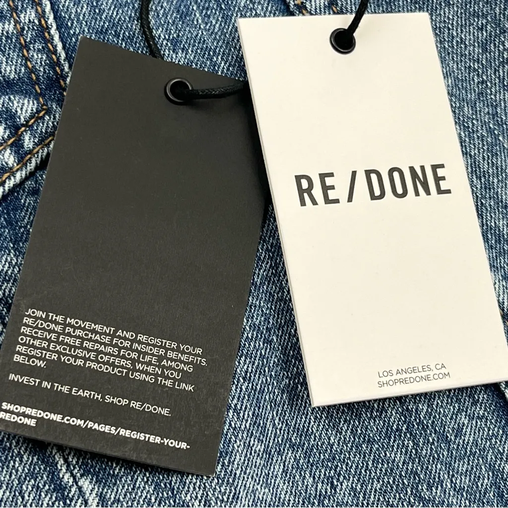 Re/Done Acid Blue Wrap Mini‎ Skirt Womens Size 27 Button Denim Jean Pocket NEW - Image 6