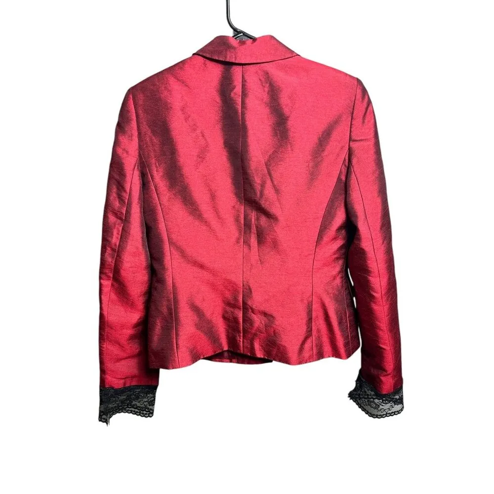 Le Suit Essentials Women's Metallic Burgundy Casual Blazer - Image 3