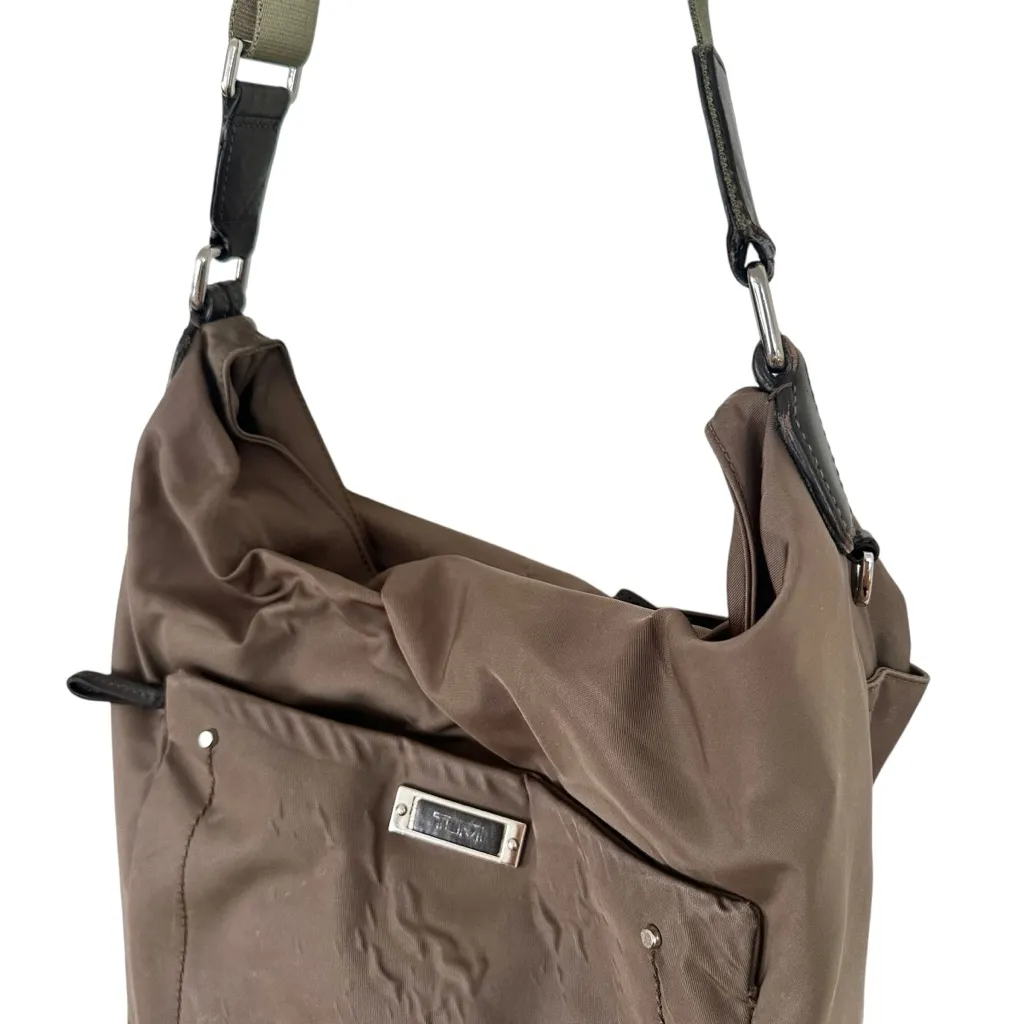 Tumi Nylon Voyageur Venice Hobo Tote Travel Bag Tan Brown - Image 6