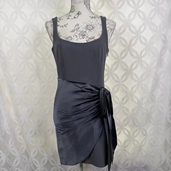 Cinq a Sept Waverly Dress Iron Gray Silk Blend Sleeveless Knot Mini Size 6 NWT - Image 5