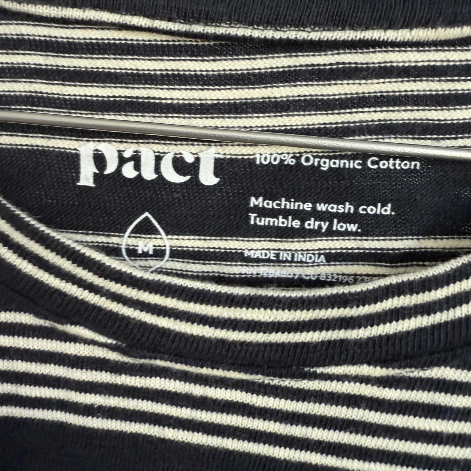 Pact Women's Striped Organic Cotton‎ T-Shirt Dress Casual Comfy Medium - Image 4