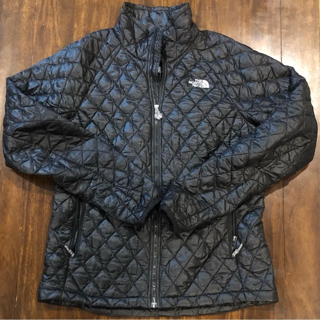 NORTH FACE Black Thermoball Diamond Quilted Jacket Zippered Hand Pockets Sz Med - Image 15