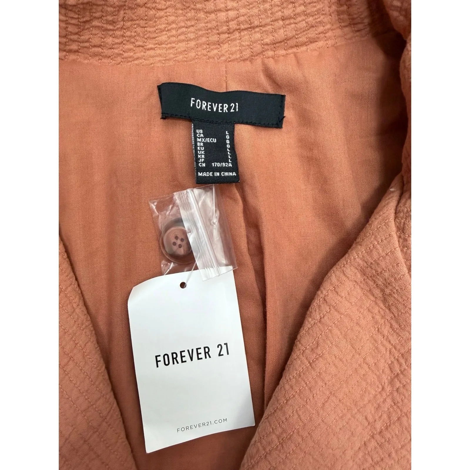 Forever 21 Textured Blazer Terra Cotta‎ Rust Double Breasted Jacket Women's LNWT - Image 6