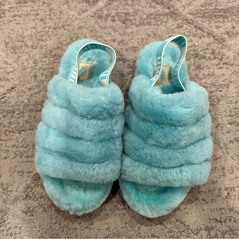 Ugg Fluff Yeah Teal Slippers US 6 - Image 3
