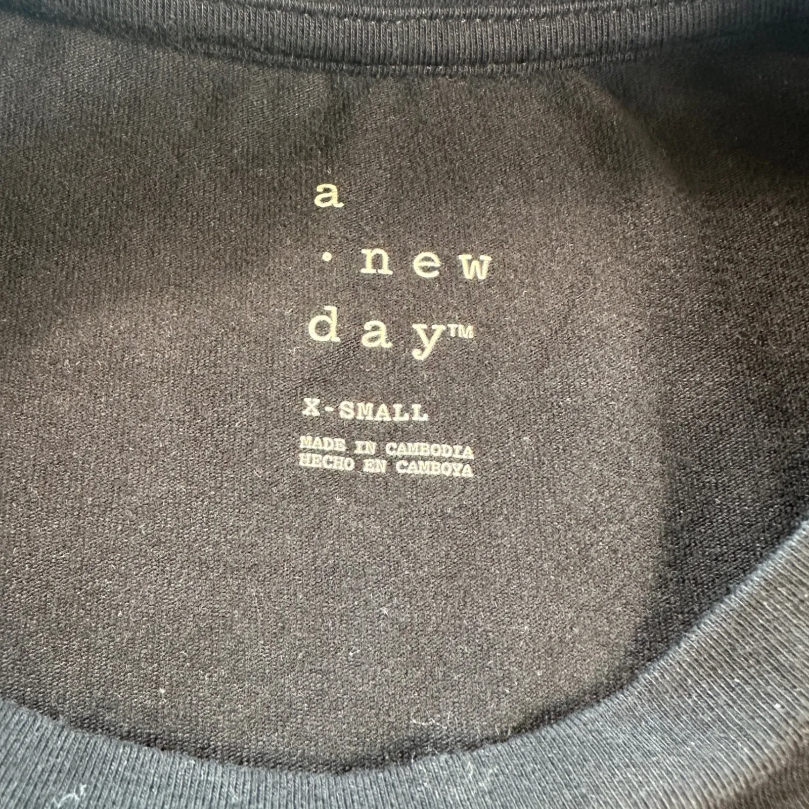 A New Day T Shirt Womens XS Black Eyelet Flutter Sleeve Crew Neck Short Sleeve - Image 3