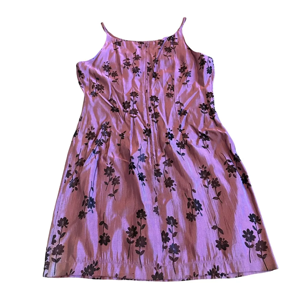 Dawn Joy Retro Y2K 2000s Sheath Mini Dress Floral Print Party Size Medium NWT Purple - Image 2