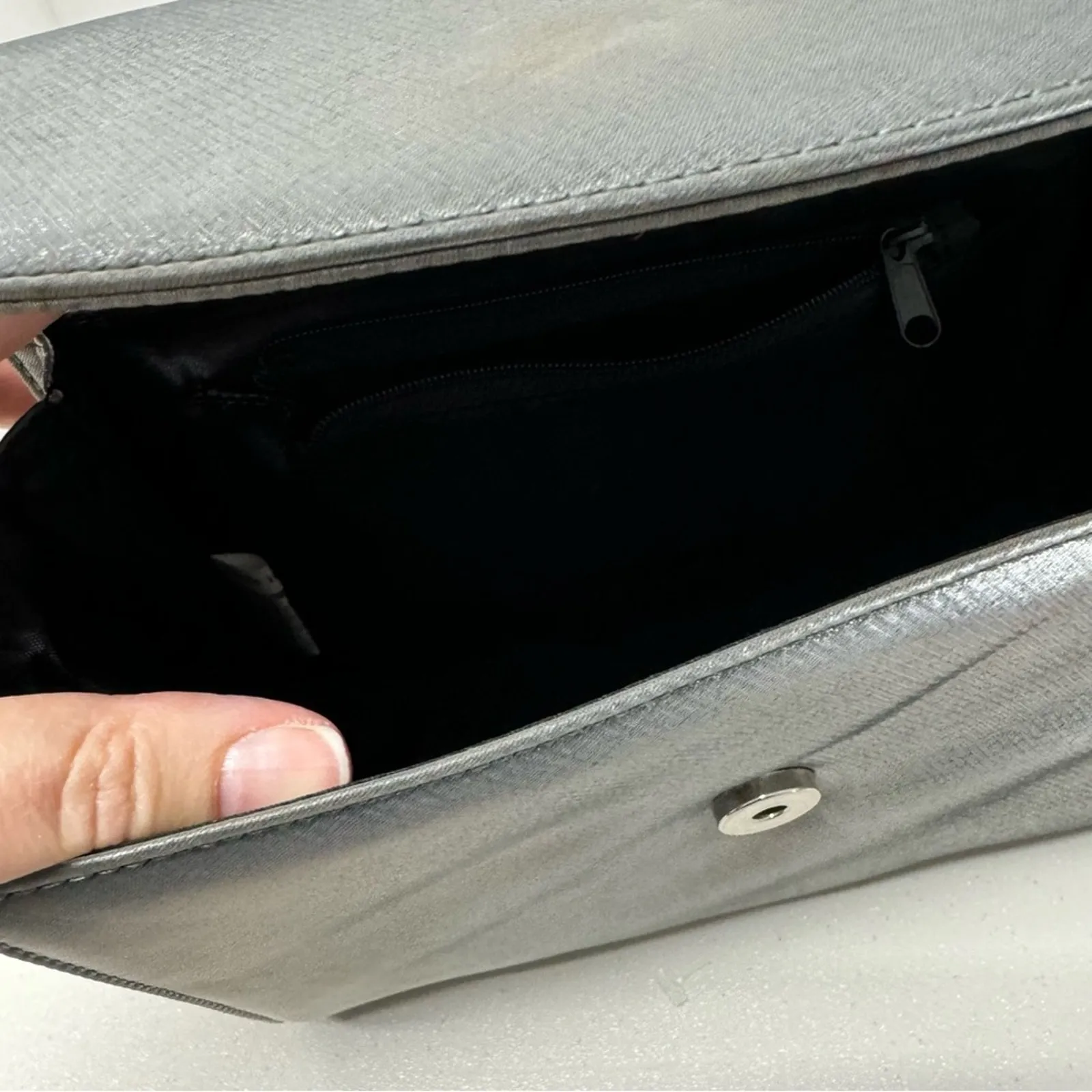 Vintage Gunmetal Silver Y2K Mini Handbag Purse Bag 90s Futuristic Cybercore Gray - Image 7