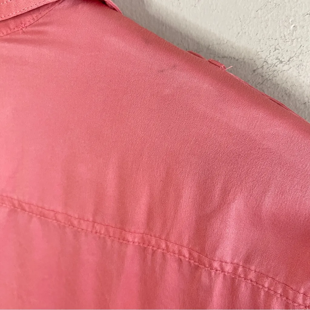 BANANA REPUBLIC Heritage Collection Salmon Silk Button-Up Blouse, Large - Image 12