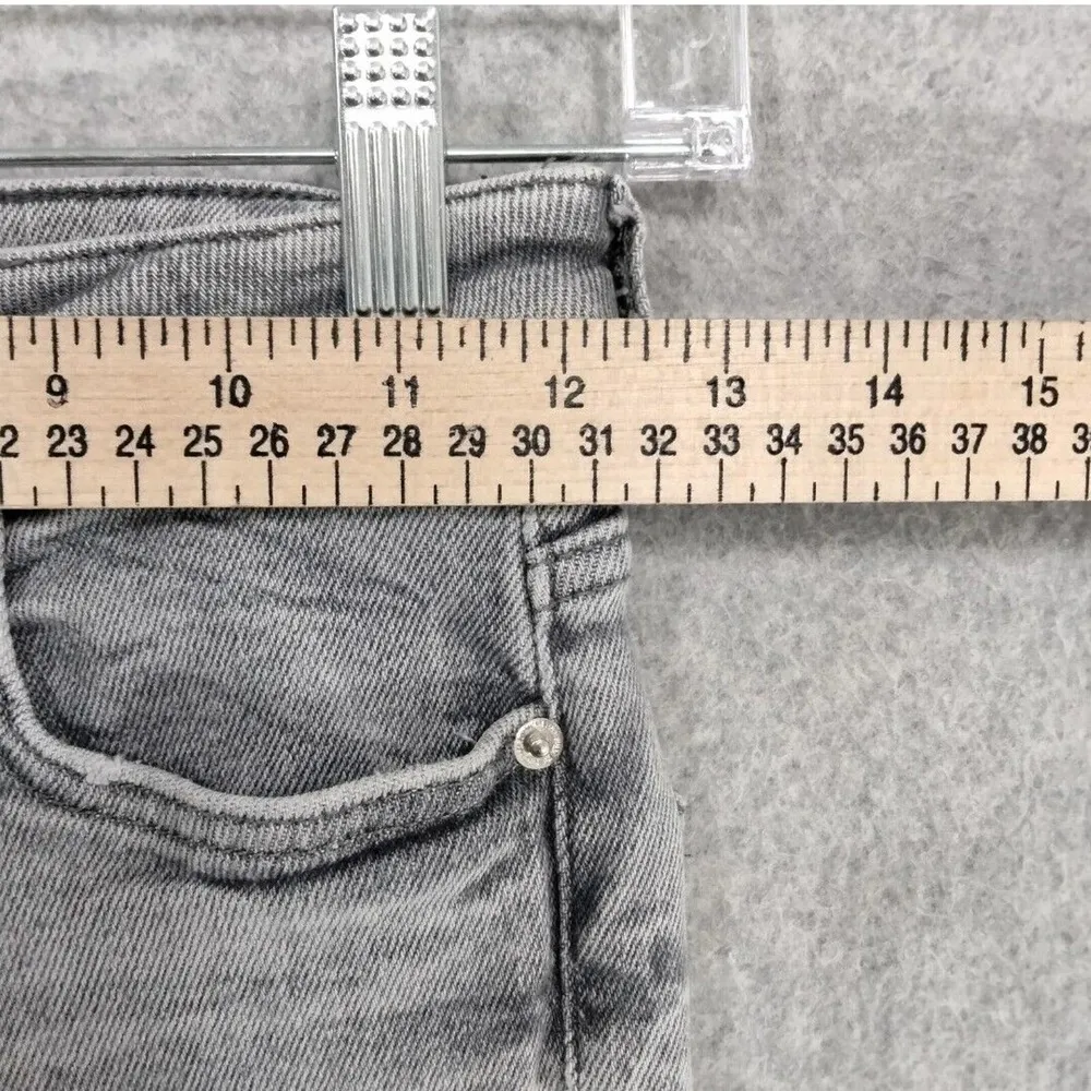 Zara Blk/Gry Wash Distressed Skinny Tapered Frayed Denim Jeans Women's S B25 (1) - Image 4