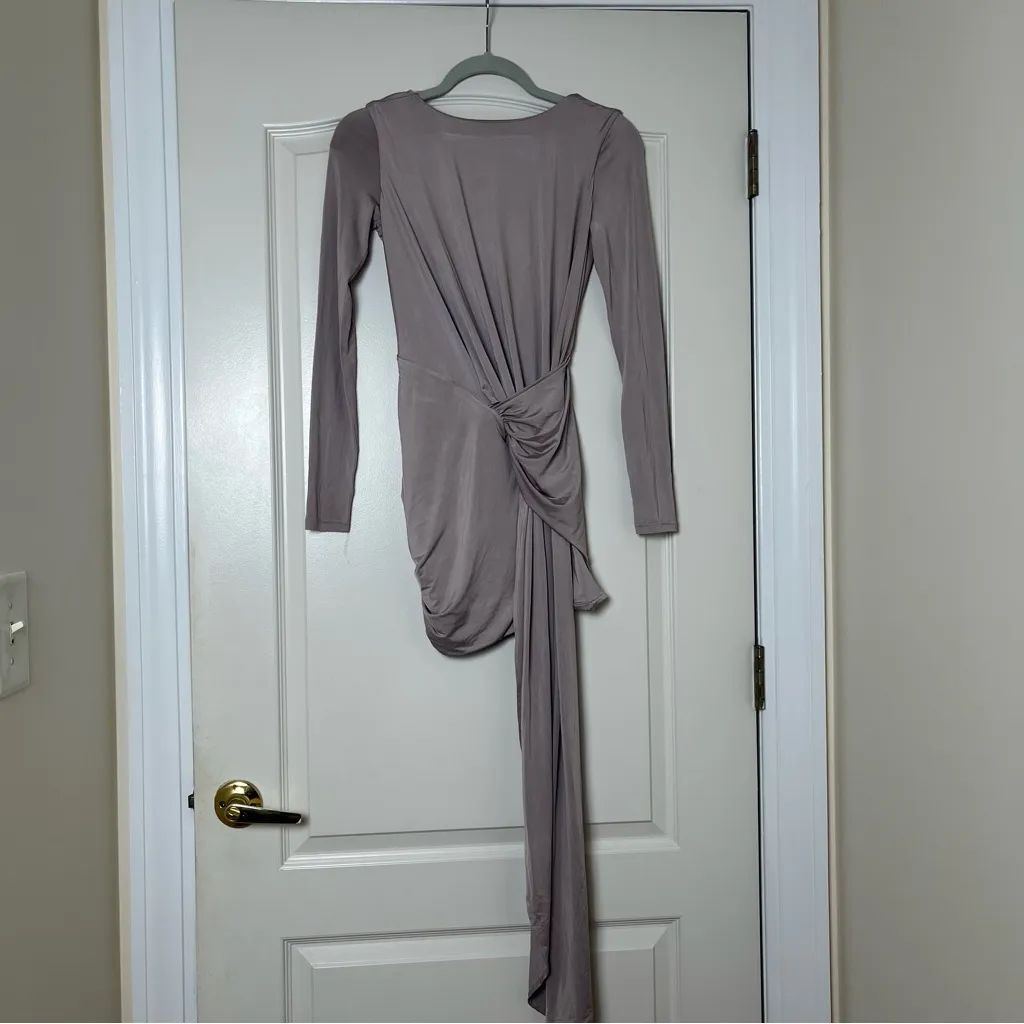 House of Cb Slinky Knit Draped Mini Dress in Gray Size‎ XS - Image 2