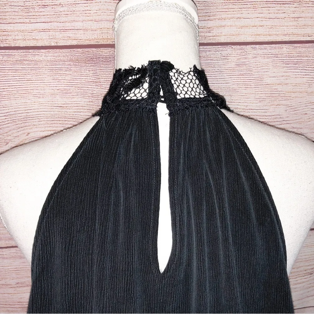 AG Adriano Goldschmied Black Lydia Mock Lace High Neck Top Size L - Image 6