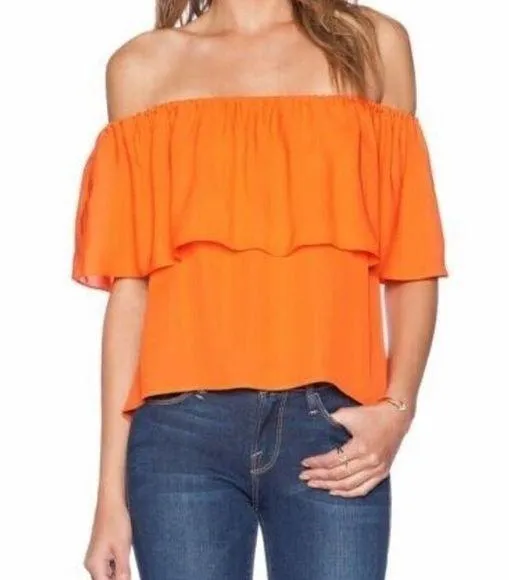 Rebecca Minkoff Ruffled Dev Top in Persimmon - Image 2