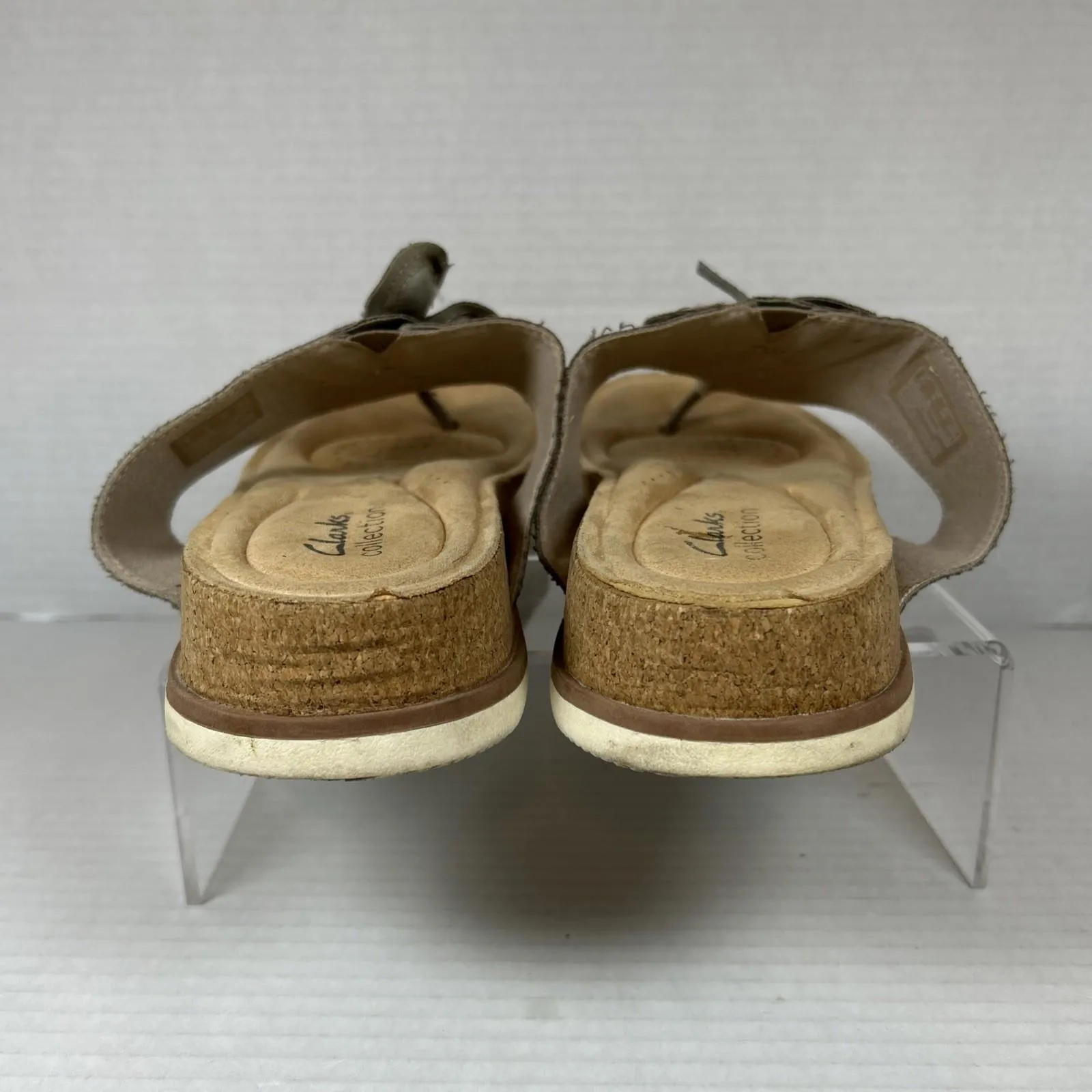 Clarks Collection Brynn Madi Flat Sandal Taupe Metallic Slip-On Women’s Sz 9 - Image 6