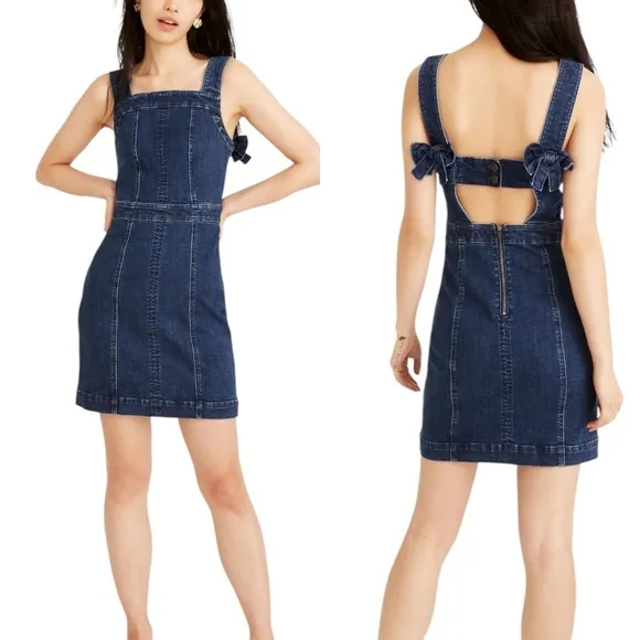 Madewell NEW Denim Apron Bow-Back Dress - Image 2