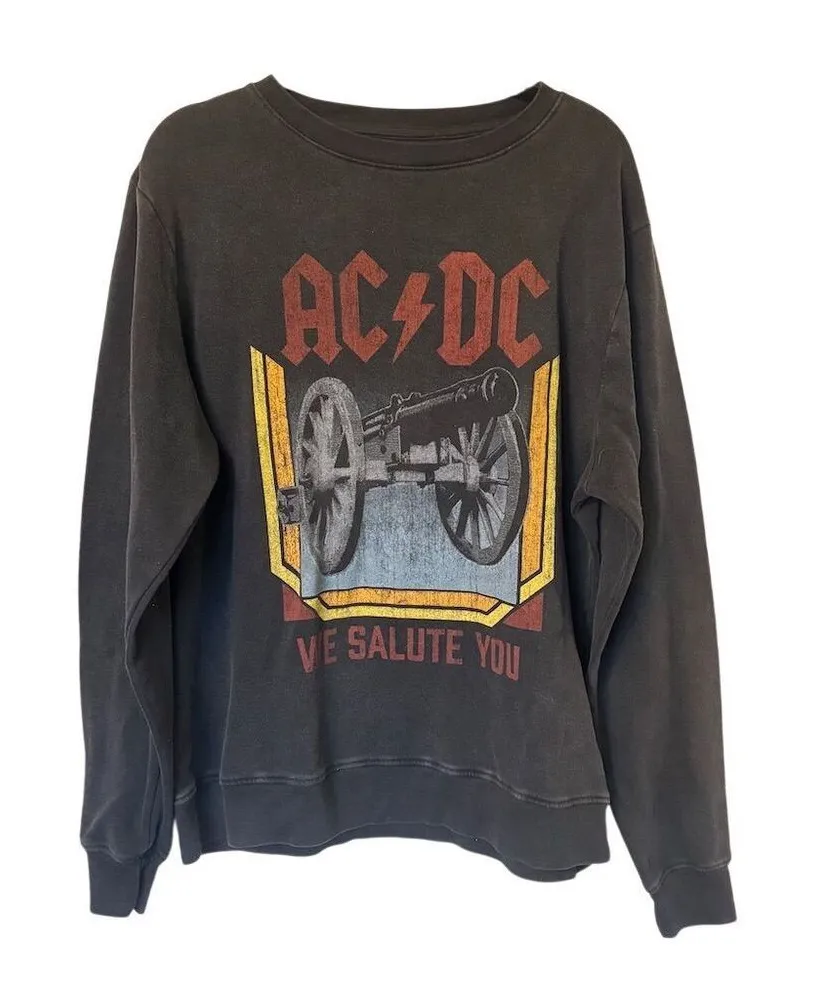AC/DC "We Salute You" Unisex Crew Neck Sweatshirt Black Size M - Image 1