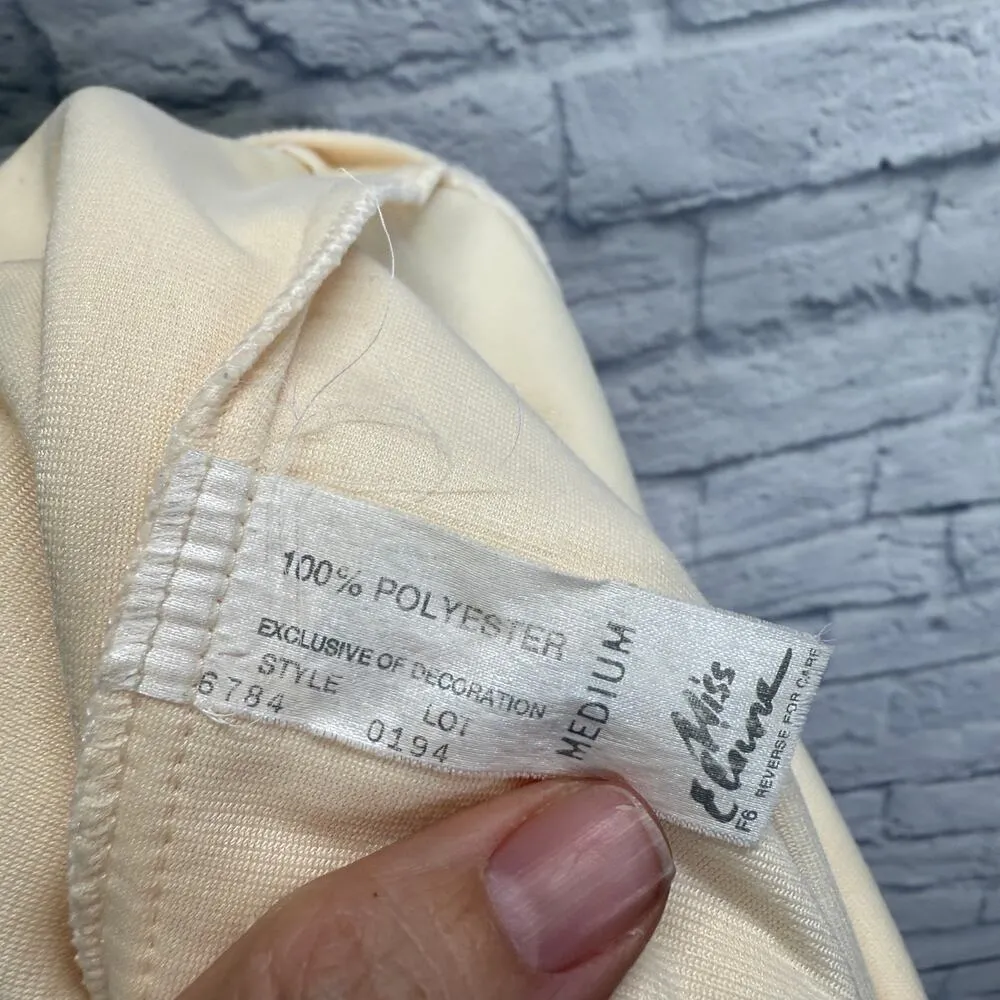 Vintage Miss Elaine Long Sleeve Fleece Nightgown Beige 1/2 Zip Ruffle Size M Size M - Image 8