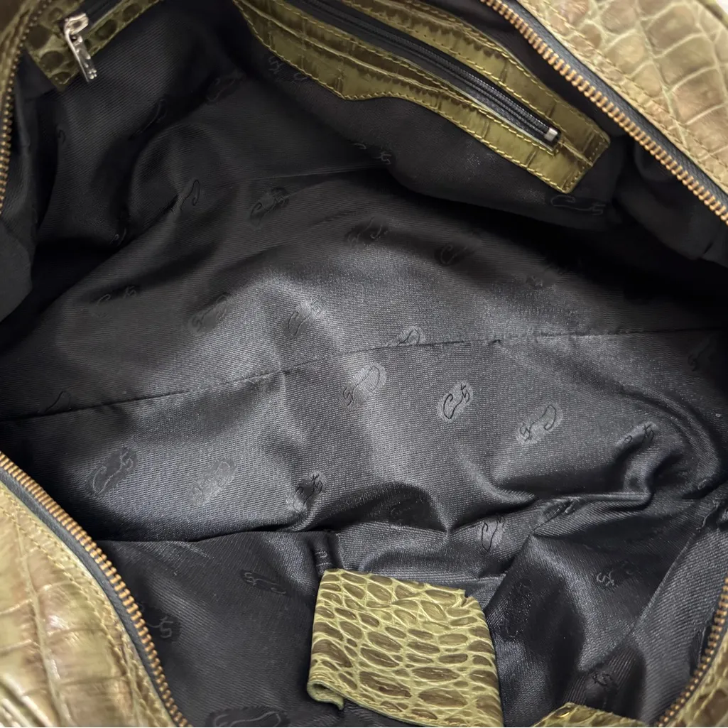 Y2K Calla Womens Snake Pattern Studded Faux Purse Satchel Hand Bag Green - Image 3